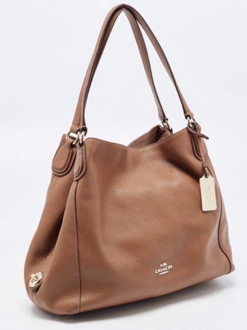 Coach Edie Shoulder Bag 57125 Pebbled Leather Hobo Shoulder Large Gold Hardware